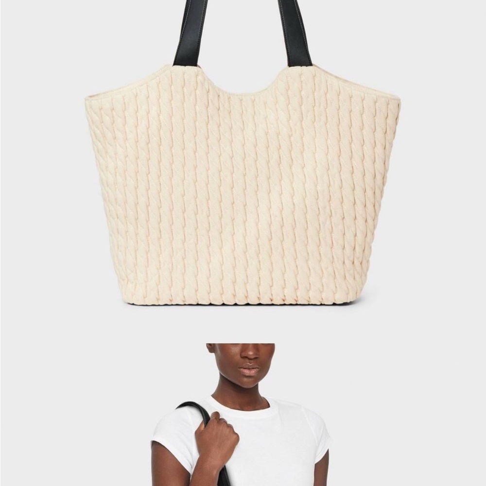 Elegant “a new day” Crème quilted shoppers hand bag